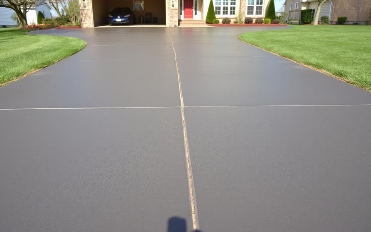 Poured concrete driveway