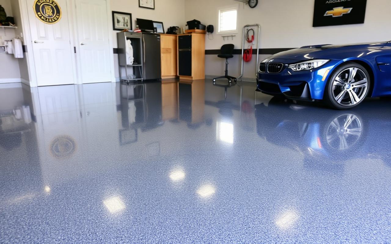 Metallic epoxy garage floor