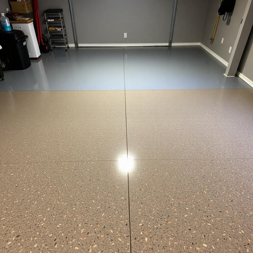 Decorative chip epoxy garage floor